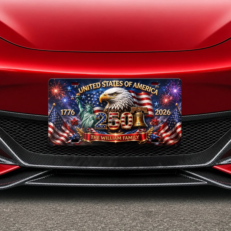 Custom License Plate - Personalized America 250th Anniversary Gifts For Mom, Dad, Brother, Sister, Kids - Together We Shine Bright