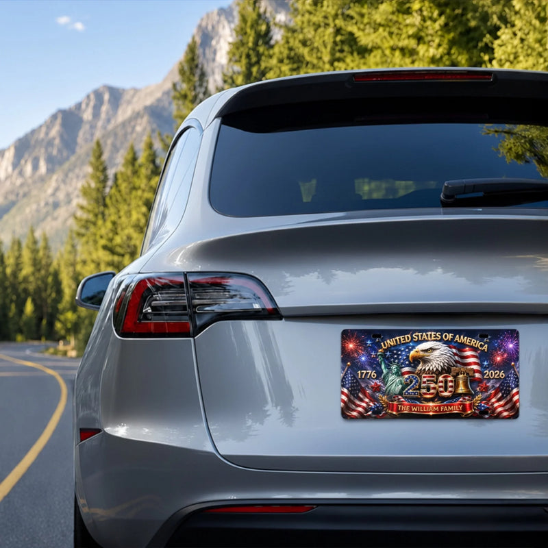 Custom License Plate - Personalized America 250th Anniversary Gifts For Mom, Dad, Brother, Sister, Kids - Together We Shine Bright