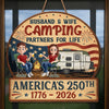Custom Wood Sign - Personalized America 250th Anniversary, Camping Gifts For Campers, Husband And Wife, Him And Her - Our Happy Camping Place