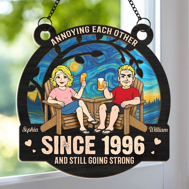 Custom Window Hanging Suncatcher Ornament - Personalized Anniversary Wedding Gifts For Husband And Wife, Him And Her - Our Forever Sunny Love Story