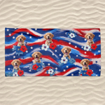 Custom Photo Beach Towel - Personalized 4th Of July, Summer Vacation And Travel Gifts For Dog Lovers, Dog Dad, Dog Mom - Pawtriotic Summer Vibes