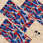 Custom Photo Beach Towel - Personalized 4th Of July, Summer Vacation And Travel Gifts For Dog Lovers, Dog Dad, Dog Mom - Pawtriotic Summer Vibes