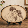 Custom Photo Wood Slice Plaque - Personalized Anniversary Wedding Gifts For Husband And Wife, Him And Her - Our Love, Etched Forever