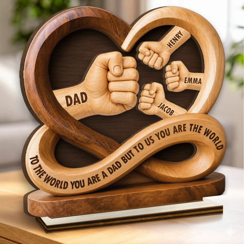 Custom 2-Layered Wooden Plaque - Personalized Father's Day Birthday Gifts For Dad, Grandpa - Proud To Be Your Kids
