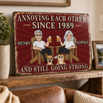Custom Home Decor Metal Sign - Personalized Anniversary Wedding Gifts For Couple, Dog Lovers, Cat Lovers - Love Paws And Chaos