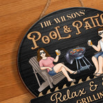 Custom Home Decor Wood Sign - Personalized Anniversary Wedding Gifts For Couple, Husband, Wife - Just A Couple, Pool & Patio Sipping Chilling