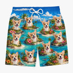 Custom Photo Tropical Hawaiian Aloha Men Beach Shorts - Personalized Summer Vacation And Travel Gifts For Dog Cat Lovers, Dog Dad And Mom, Cat Owners - Paws Sunshine And Smiles