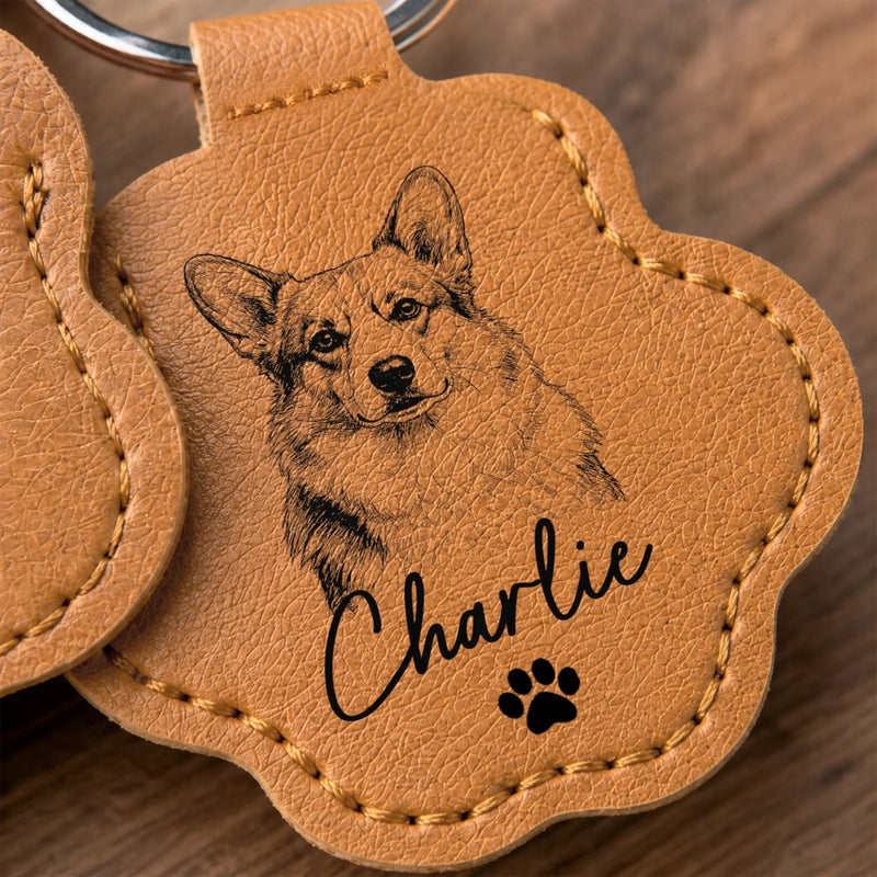 Custom Photo Leather Pet Hair Keychain - Personalized Pet Memorial Sympathy Gifts For Dogs, Cats - Always In My Heart