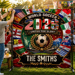Custom World Football Backdrop - Personalized Birthday Gifts For Football Lovers, Sports Fans, Sports Lovers - United For Global Soccer Glory