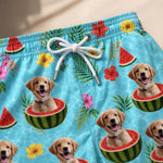 Custom Photo Tropical Hawaiian Aloha Men Beach Shorts - Personalized Summer Vacation And Travel Gifts For Dog Cat Lovers, Dog Dad And Mom, Cat Owners - Sunshine And Wagging Tails