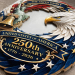 Custom Wood Sign - Personalized America 250th Anniversary Gifts For Family - Bald Eagle Patriotic