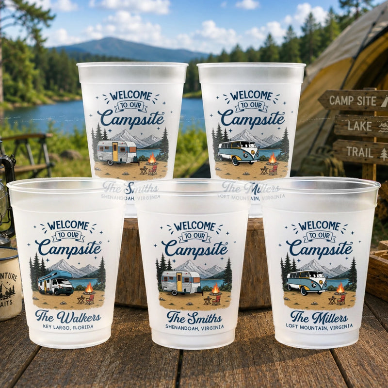 Custom Party Cups - Personalized Birthday Camping Gifts For Campers - Happy Camper For Life