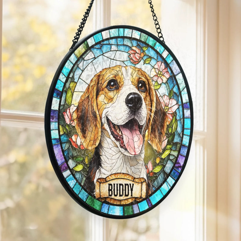 Custom Photo Stained Glass Window Hanging Suncatcher - Personalized Birthday Gifts For Dog Lovers - A Bond That Lasts Forever