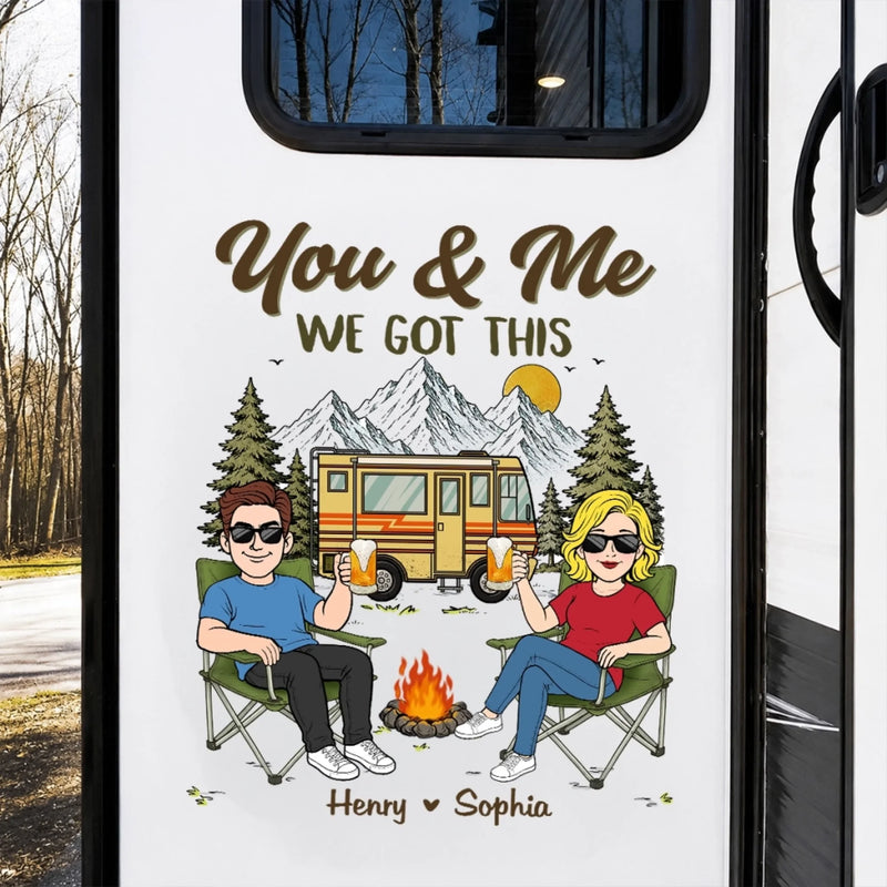 Custom RV Decal - Personalized Anniversary Wedding Camping Gifts For Campers, Husband And Wife, Him And Her - Campfire Love