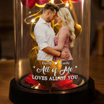 Custom Photo Light Up Eternal Rose In Glass Dome -  Personalized Anniversary Wedding Gifts For Husband, Wife, Couple - You Light Up My World