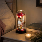 Custom Photo Light Up Eternal Rose In Glass Dome -  Personalized Anniversary Wedding Gifts For Husband, Wife, Couple - You Light Up My World