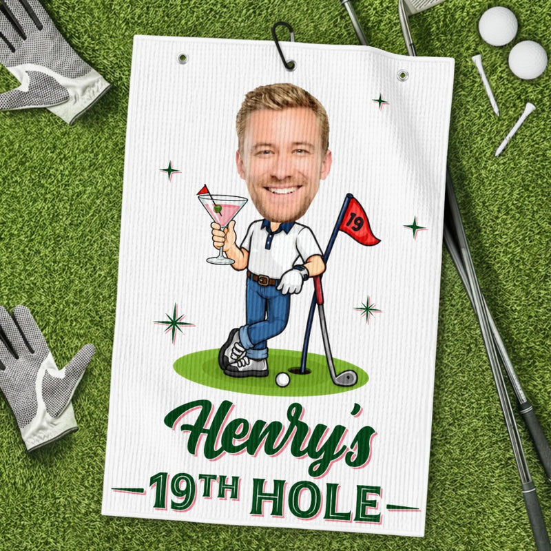 Custom Photo Golf Towel - Personalized Birthday Gifts For Golf Lovers, Sports Fans, Sports Lovers - Golf Is My Happy Place