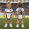 Custom World Football Baby Jersey Bodysuit
 - Personalized Baby Shower, Gender Reveal Gifts For New Moms, New Dads, Football Lovers - Youngest Eagle On The Pitch