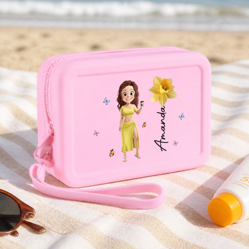 Custom Silicone Zipper Pouch - Personalized Summer Vacation And Travel Gifts For Women, Besties, Sisters, BFF - Beach Days Best Days
