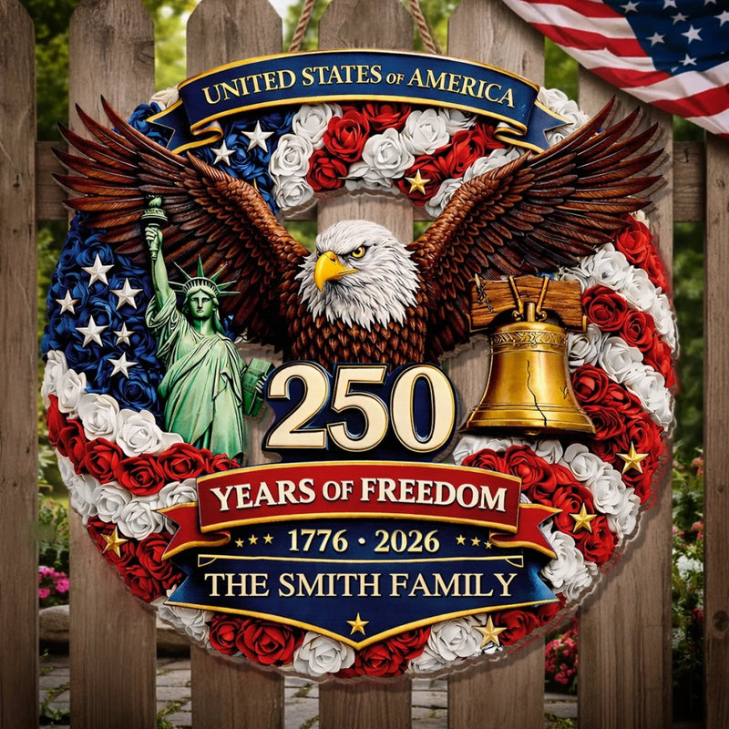 Custom Wood Sign - Personalized America 250th Anniversary Gifts For Mom, Dad, Brother, Sister, Kids - Proud Hearts, Strong Nation