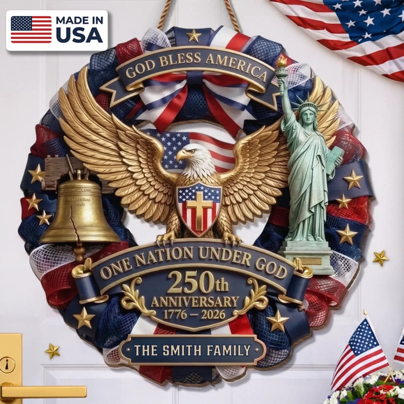 Custom Wood Sign - Personalized America 250th Anniversary Gifts For Mom, Dad, Brother, Sister, Kids - Liberty Looks Good On Everyone
