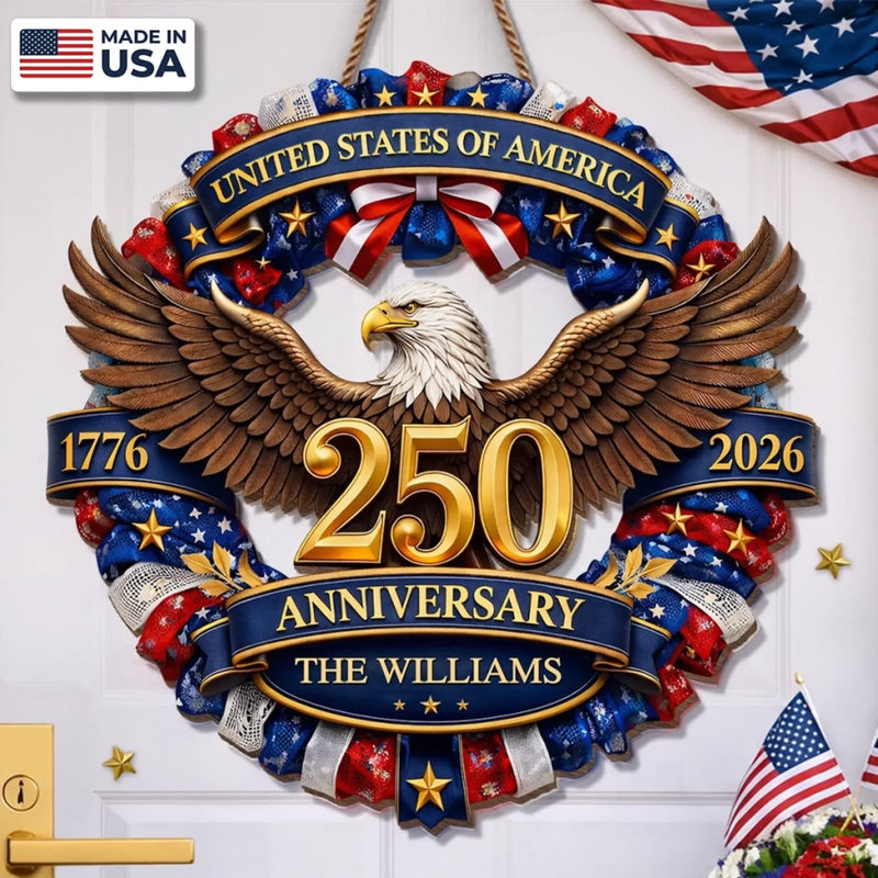 Custom Wood Sign - Personalized America 250th Anniversary Gifts For Mom, Dad, Brother, Sister, Kids - Strength That Stands The Test Of Time
