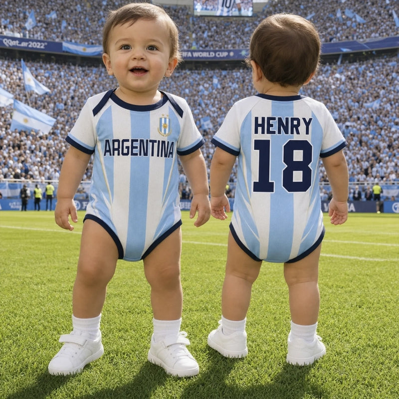 Custom Brazil World Football Baby Jersey Bodysuit
 - Personalized Baby Shower, Gender Reveal Gifts For New Moms, New Dads, Football Lovers - My First Football Jersey