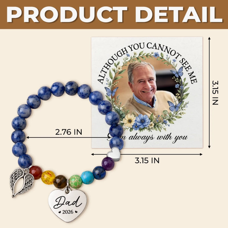 Custom Photo Rainbow Bridge Bracelet - Personalized Memorial Sympathy Gifts For Loss Of Mom, Dad - Your Light Lives On