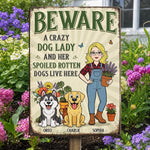Custom Home Decor Metal Sign - Personalized  Birthday Garden Gifts For Gardeners, Dog Lovers, Dog Mom - The Crazy Dog Lady Lives Here