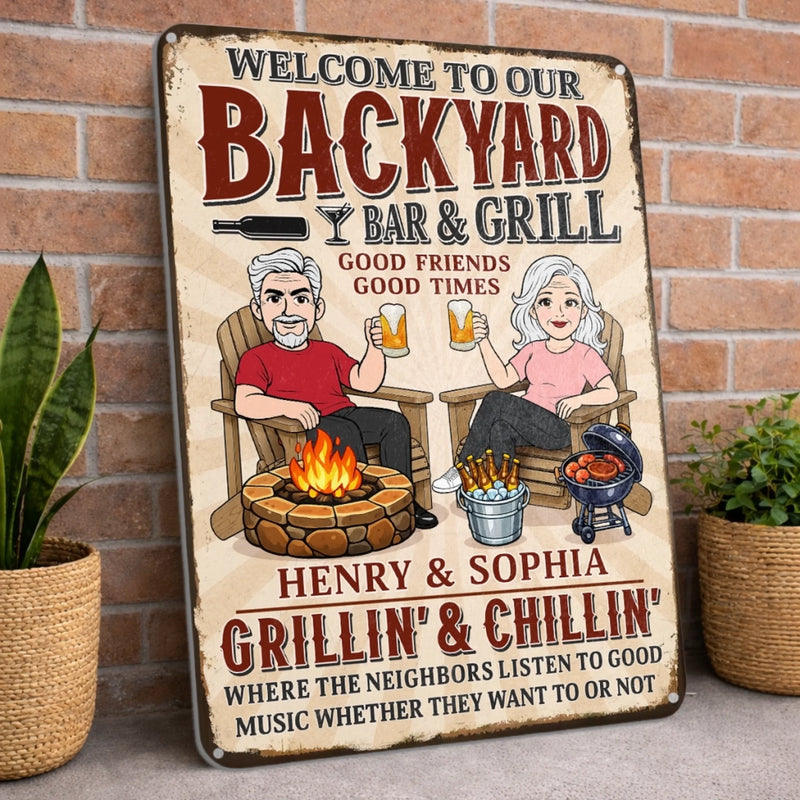 Custom Home Decor Metal Sign - Personalized  Anniversary Wedding Gifts For Husband, Wife, Couple - Good Friends, Good Times, Free Beer