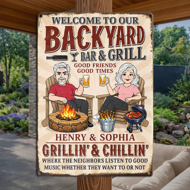 Custom Home Decor Metal Sign - Personalized  Anniversary Wedding Gifts For Husband, Wife, Couple - Good Friends, Good Times, Free Beer