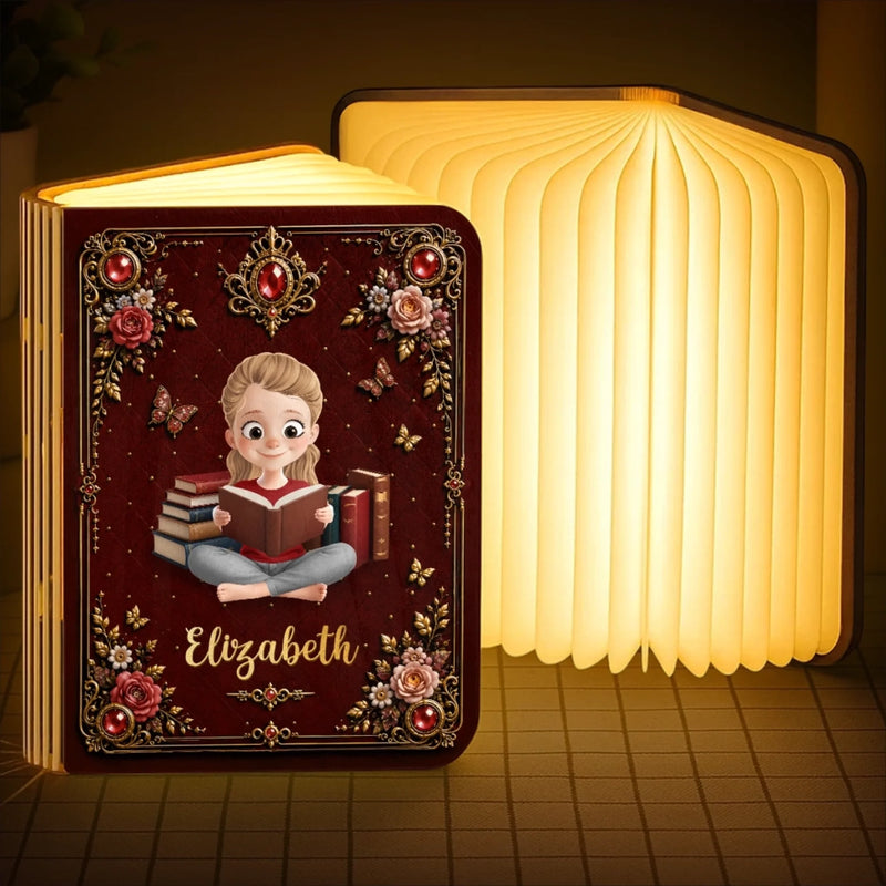 Custom Foldable LED Magic Book Lamp - Personalized Bookish Gifts For Book Lovers, Bookworms, Readers - So Many Books, So Little Time