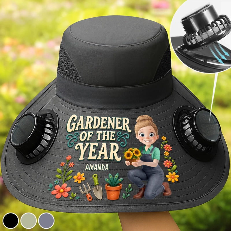 Custom Hat With Fans Solar Power - Personalized Birthday Garden Gifts For Gardeners - Best Gardener On Earth