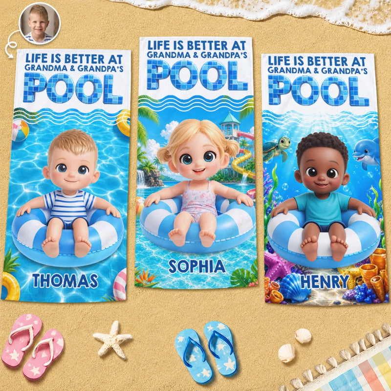 Custom Photo Beach Towel - Personalized Summer Vacation And Travel Gifts For Family, Kids - Sun Sand And Smiles