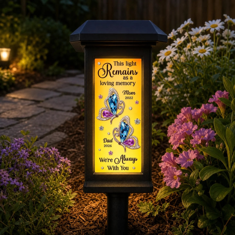Custom Solar Garden Light - Personalized Memorial Sympathy Gifts For Mom, Dad - Forever Remembered Forever Loved