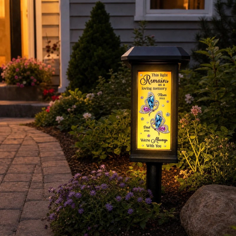 Custom Solar Garden Light - Personalized Memorial Sympathy Gifts For Mom, Dad - Forever Remembered Forever Loved