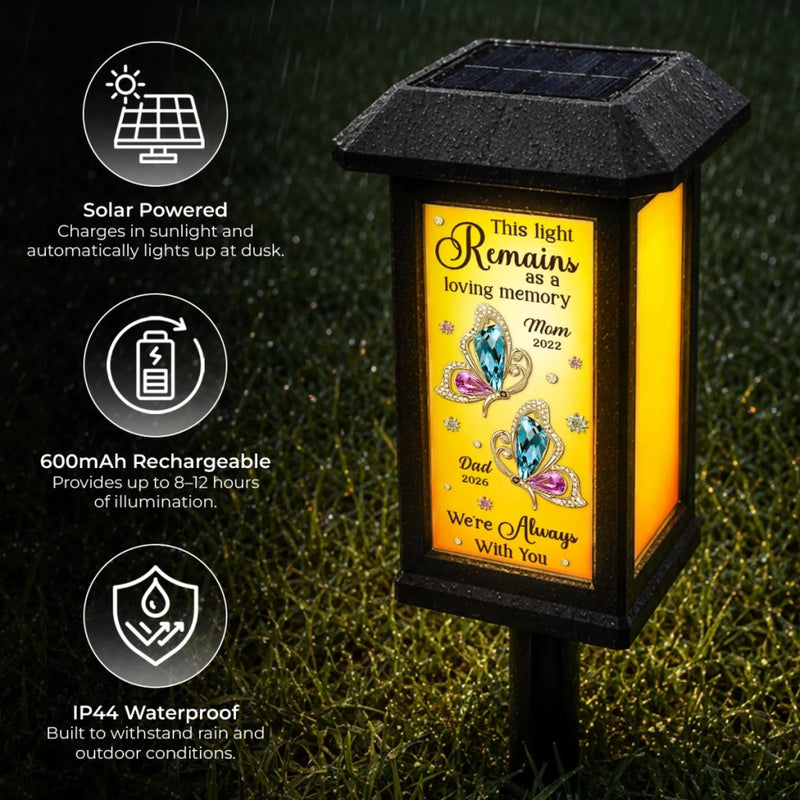 Custom Solar Garden Light - Personalized Memorial Sympathy Gifts For Mom, Dad - Forever Remembered Forever Loved