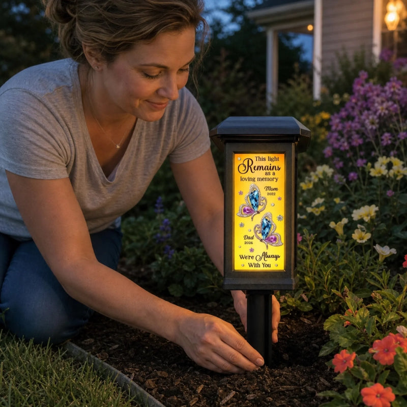 Custom Solar Garden Light - Personalized Memorial Sympathy Gifts For Mom, Dad - Forever Remembered Forever Loved