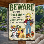 Custom Home Decor Metal Sign - Personalized  Birthday Garden Gifts For Gardeners, Dog Lovers, Dog Mom - The Crazy Dog Lady Lives Here