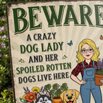 Custom Home Decor Metal Sign - Personalized  Birthday Garden Gifts For Gardeners, Dog Lovers, Dog Mom - The Crazy Dog Lady Lives Here