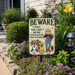 Custom Home Decor Metal Sign - Personalized  Birthday Garden Gifts For Gardeners, Dog Lovers, Dog Mom - The Crazy Dog Lady Lives Here