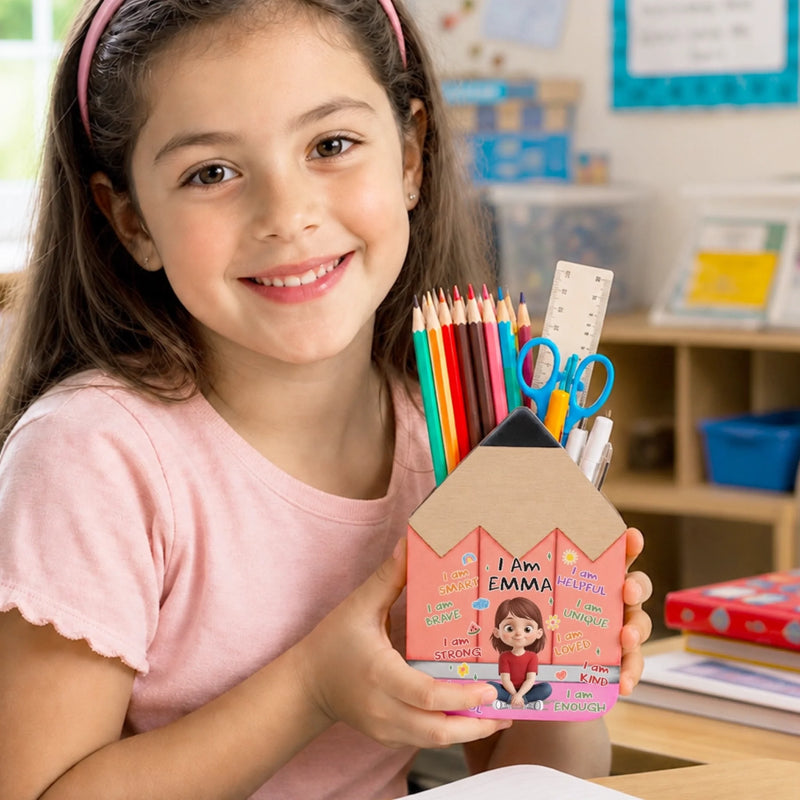 Custom Kids Wooden Pencil Pen Holder - Personalized Back To School Gifts For Kids - Learning Starts Today