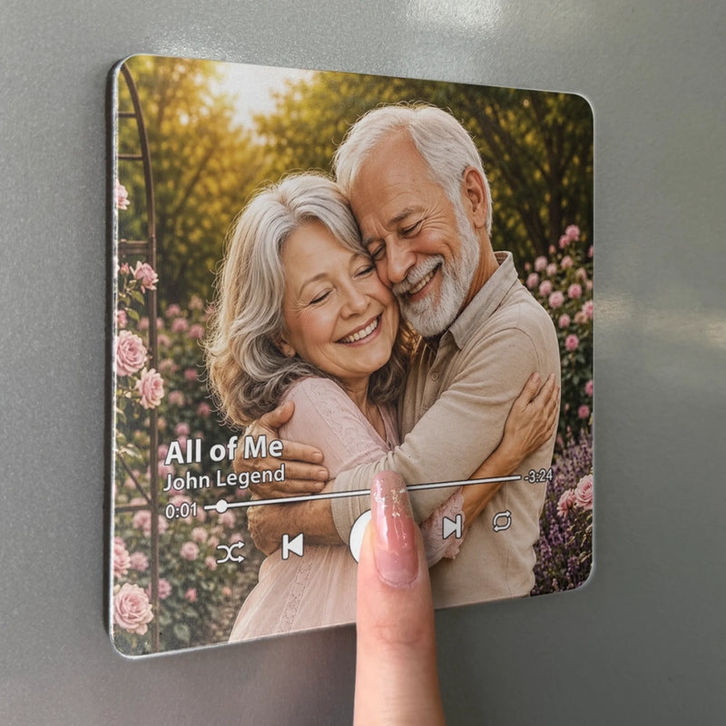 Custom Photo Music Fridge Magnet That Can Play Songs - Personalized Anniversary Wedding Gifts For Husband, Wife - You Are My Favorite Tune