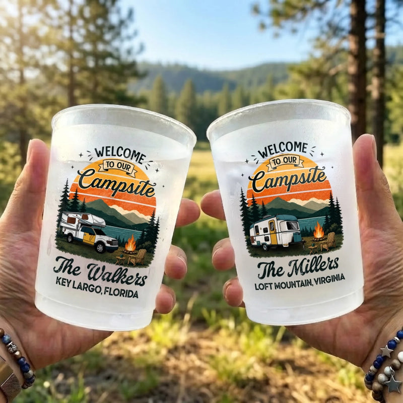 Custom Party Cups - Personalized Summer Vacation And Travel Camping Gifts For Campers, Mom, Dad, Brother, Sister, Kids - Take Us Camping