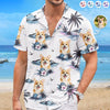Custom Photo Unisex Tropical Hawaiian Aloha Shirt - Personalized Summer Vacation And Travel Gifts For Dog Cat Lovers, Dog Dad And Mom, Cat Owners - Sandy Paws Happy Days