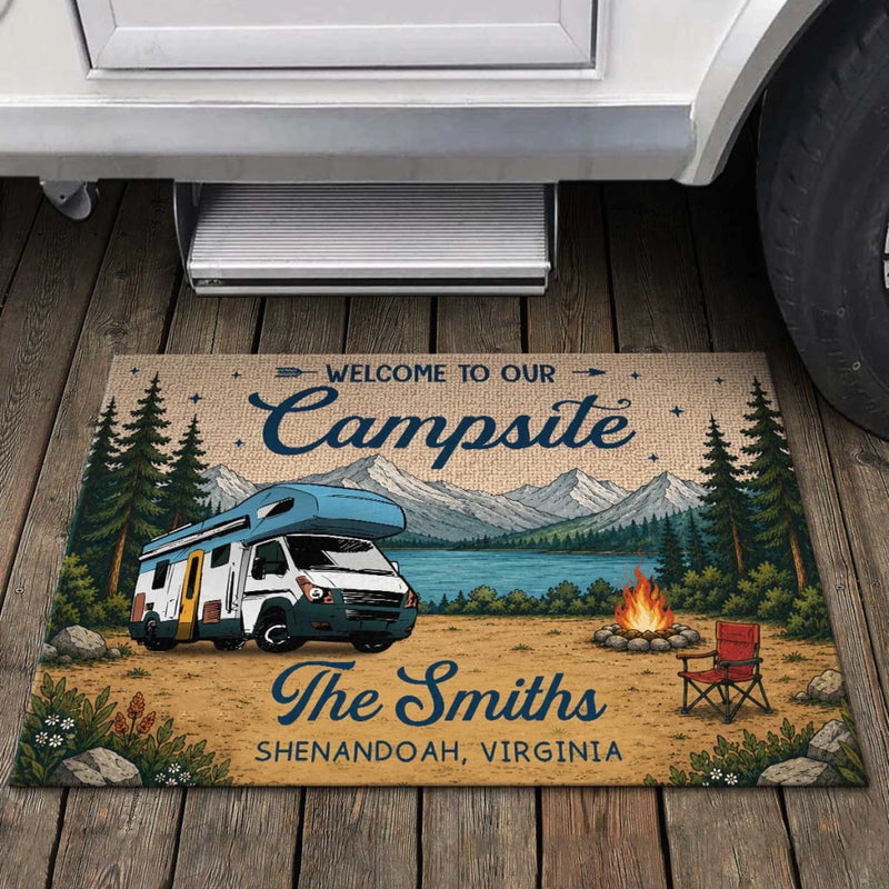 Custom Home Decor Decorative Mat - Personalized Summer Vacation And Travel Camping Gifts For Campers, Mom, Dad, Brother, Sister, Kids - Campfire And Chill