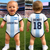 Custom Argentina World Football Baby Jersey Bodysuit - Personalized Baby Shower, Gender Reveal Gifts For New Moms, New Dads, Football Lovers - Future Team Captain