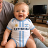 Custom Argentina World Football Baby Jersey Bodysuit - Personalized Baby Shower, Gender Reveal Gifts For New Moms, New Dads, Football Lovers - Little Football Hero