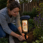Custom Photo Solar Garden Light - Personalized Memorial Sympathy Gifts For Dad, Grandpa, Grandparent - Gone From Sight Not From Heart