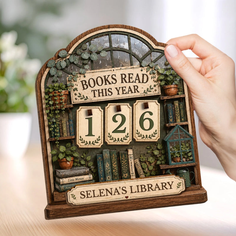 Custom Wooden Tracker Sign - Personalized Bookish Gifts For Book Lovers, Bookworms, Readers - Books Are My Escape